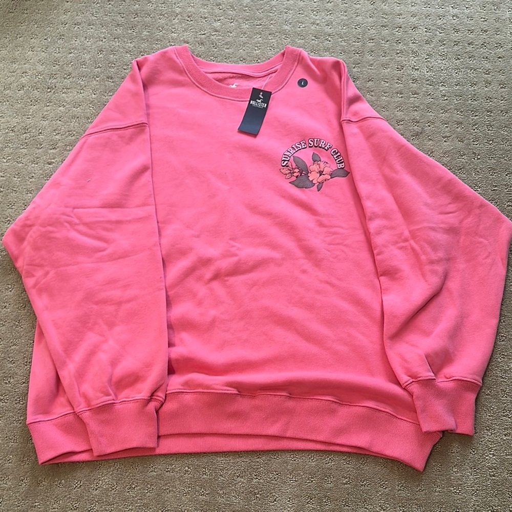Hollister Women's Pink Surf Club oversized sweatshirt